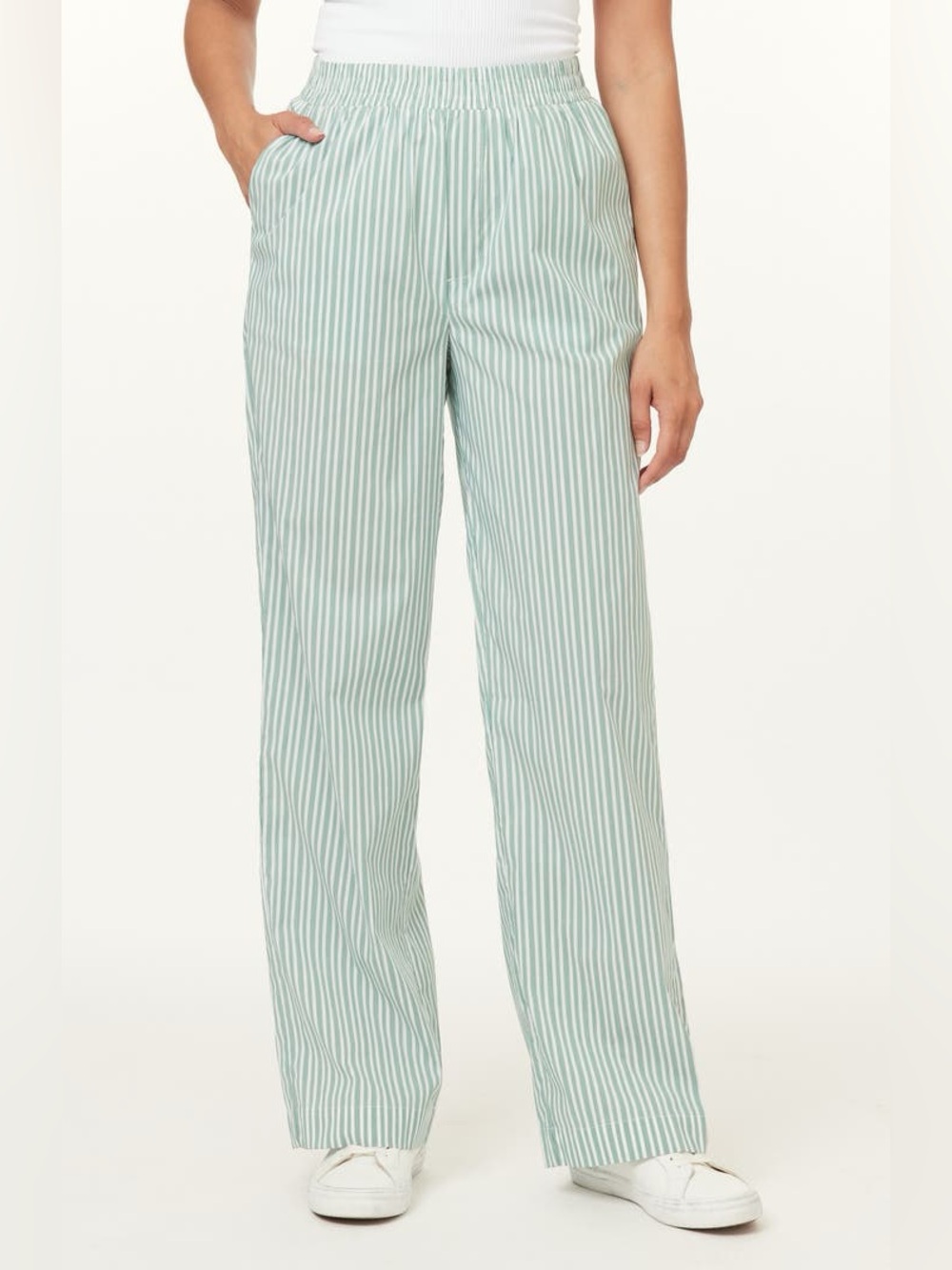 Scotch & Soda Women’s Mint and White Striped Wide-Leg Pants, Small. NWT